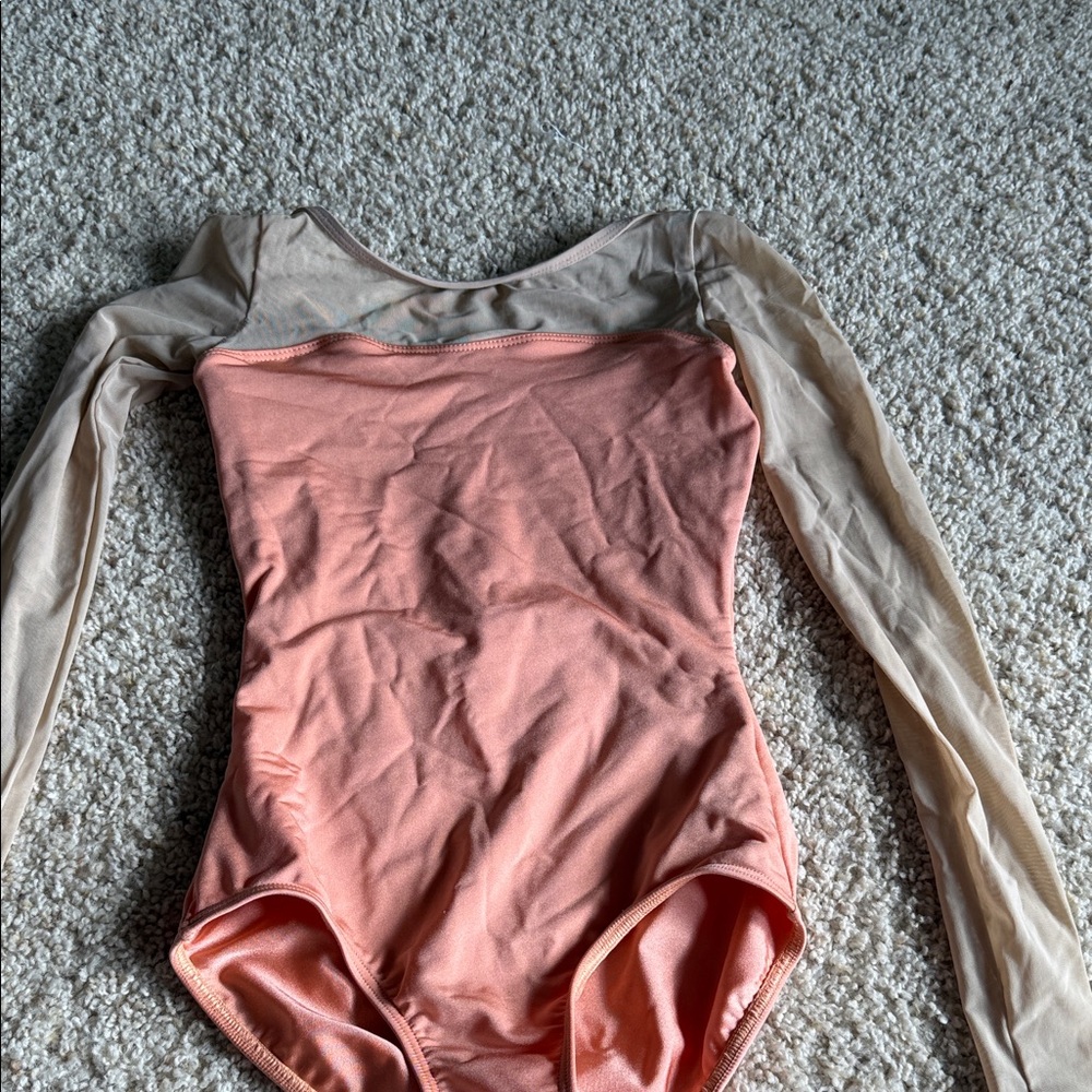 Peach Long Sleeve Mesh Leotard Mariia